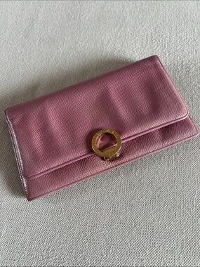 EUC Authentic Bvlgari Long Continental Leather Wallet in Mauve